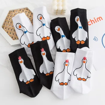 

PEONFLY Fashion Casual Women Socks Cartoon Happy Socks Korean Kawaii Animal Duck Christmas Socks Funny Cotton Cute Girl Socks