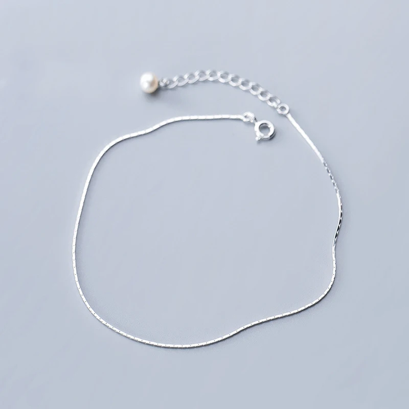 MloveAcc 100% 925 Sterling Silver Snake Chain Pearls Anklets for Women Fashion Silver 925 Jewelry Wholesale MloveAcc 100% 925 Sterling Silver Snake Chain Pearls Anklets for Women Fashion Silver 925 Jewelry Wholesale