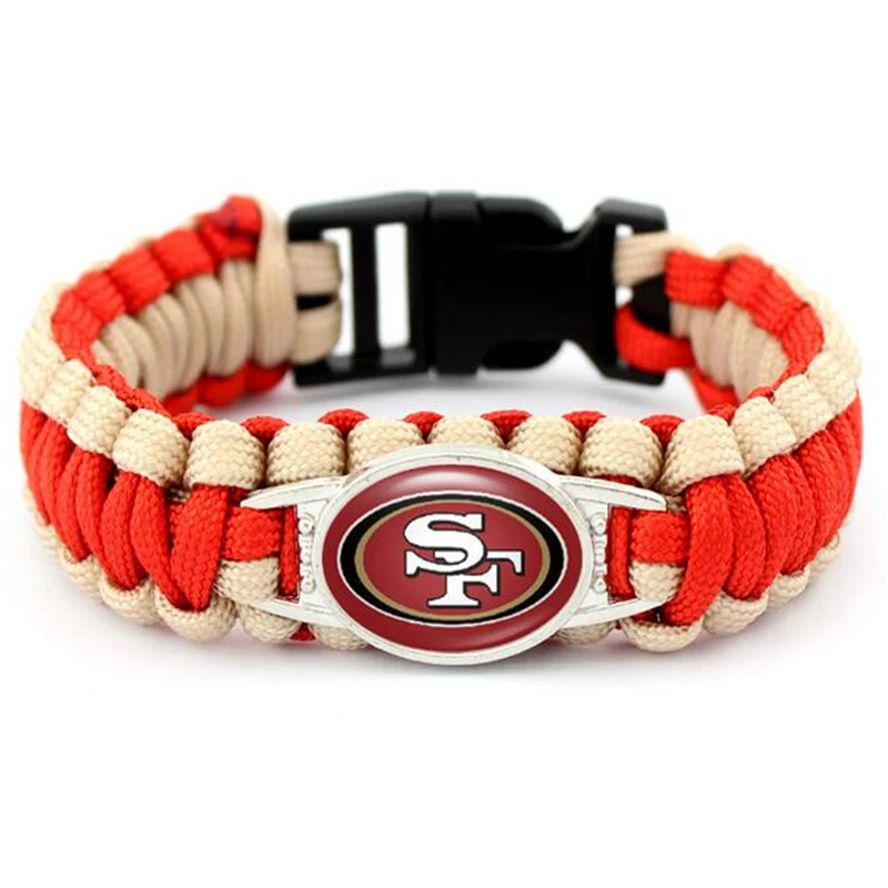 

Hand Made Adjustable Football Sport Teams Bracelet For USA San Francisco Fans Paracord Survival Bracelet For Men Women