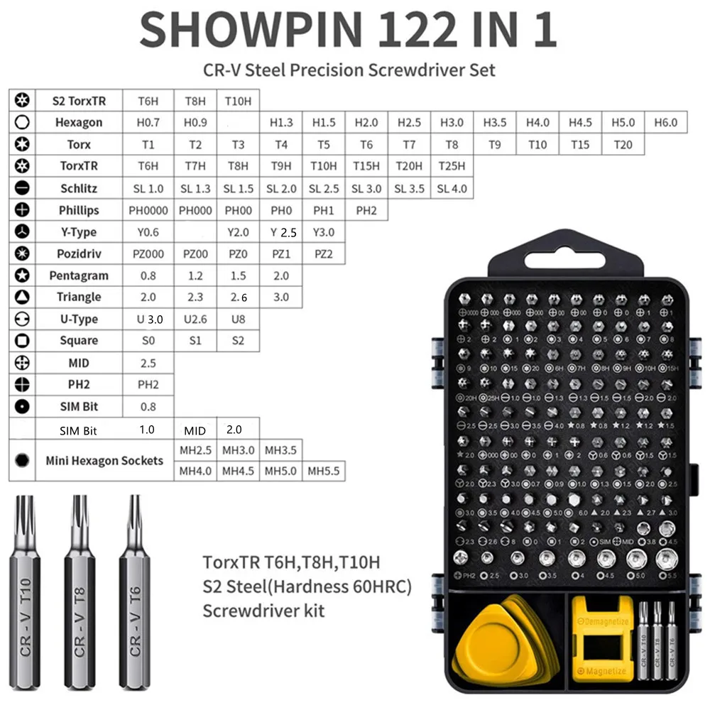 Computer Repair Kit,122 in 1 Magnetic Laptop Screwdriver Kit, Precision Screwdriver Set, Small Impact Screw Driver Set with Case