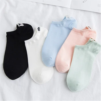 

New 1 Pair of Summer Cartoon Bear Women's Socks Candy Cotton Soft Breathable Shallow Mouth Antiskid Women's Ship Socks