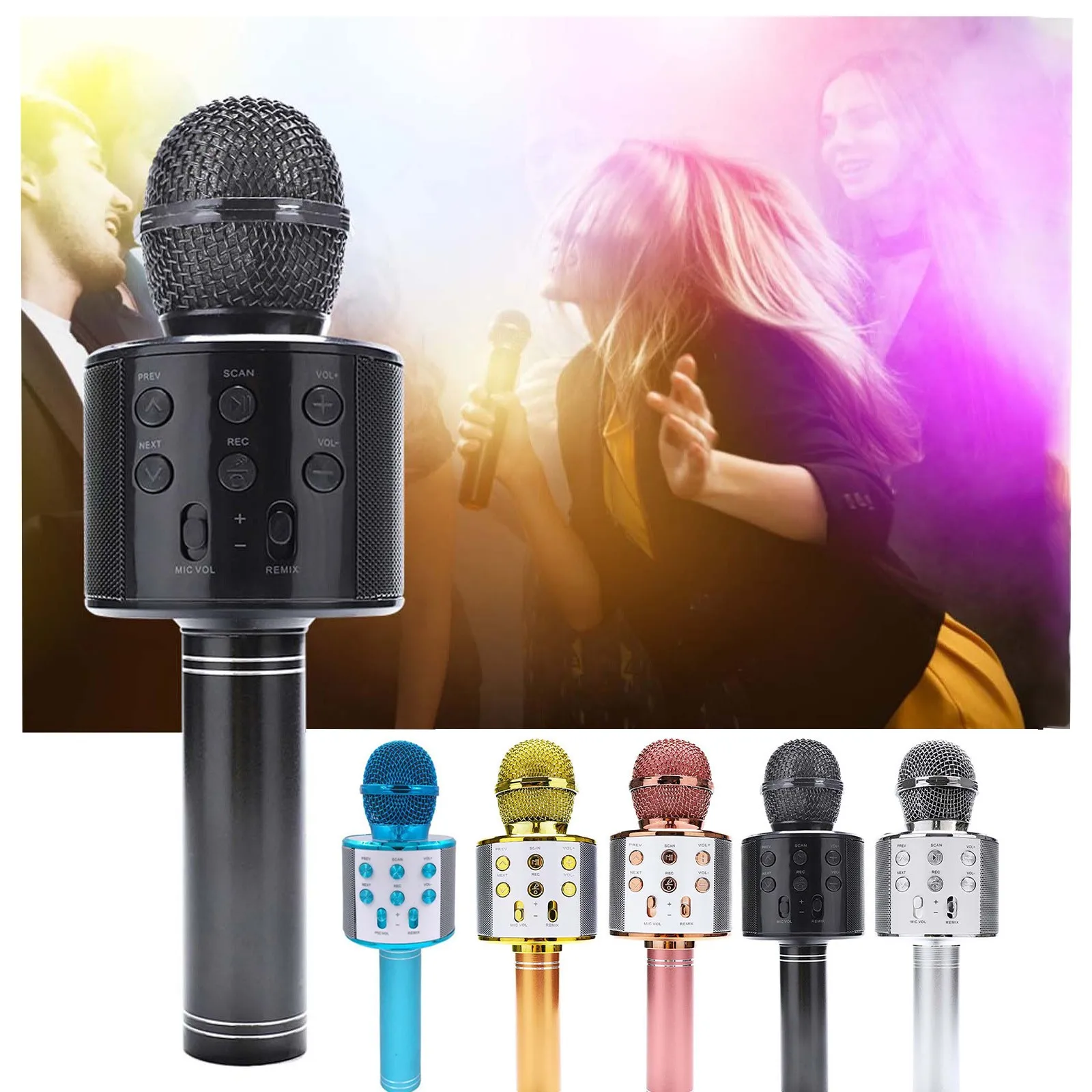 Wireless Bluetooth Karaoke Mikrofon Lautsprecher Handheld Mic KTV USB Microphone 