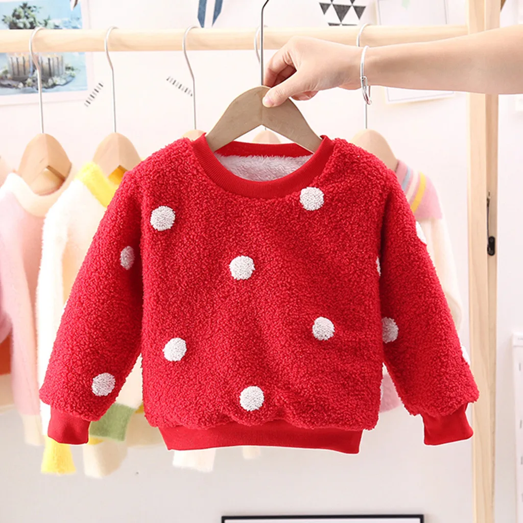 Толстый Пуловер с принтом клубники для маленьких мальчиков и девочек, теплый свитер, модные хлопковые топы для мальчиков и девочек, зимняя одежда