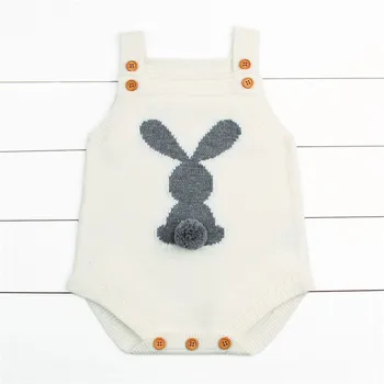 

Cute Newborn Baby Boys Girls Bunny Knit Wool Bodysuit Jumpsuit Outfits Clothes Baby Clothes Sleeveless Coverall Bodysuits
