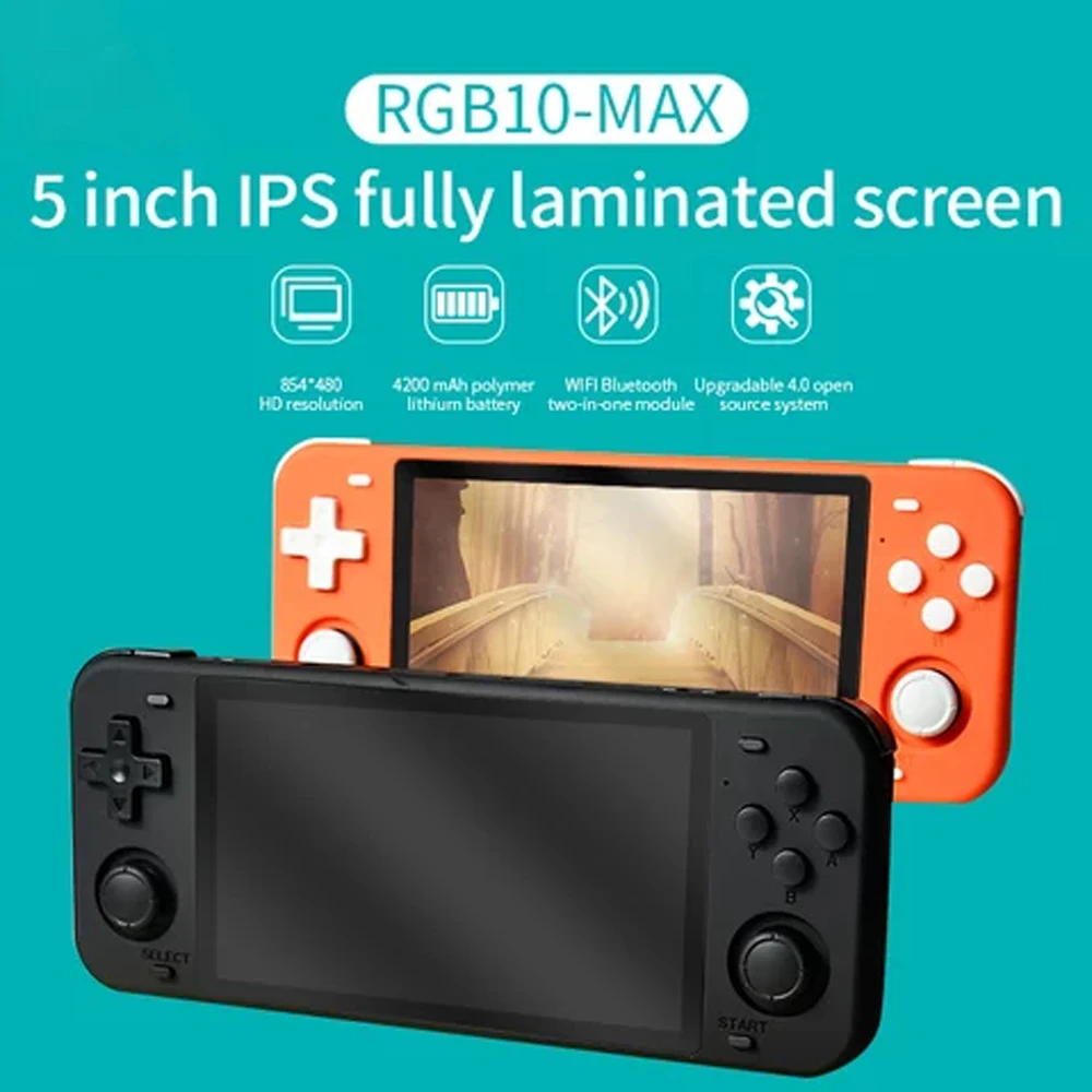US $121.48 POWKIDDYRGB10 Max rk3326 chip 5 inch IPS screen double Handheld Joystick Wifi Module retro game console