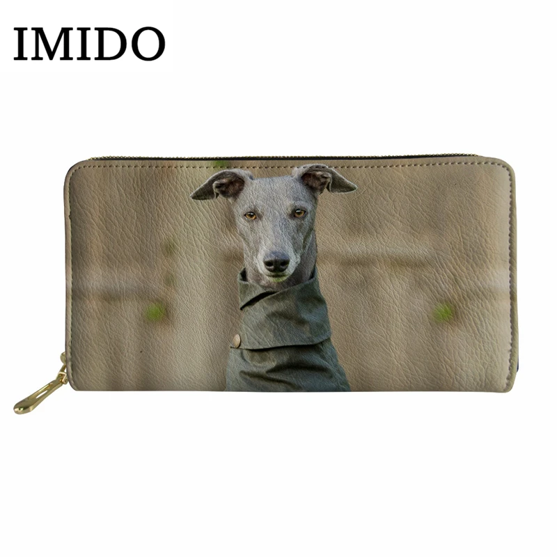 IMIDO женские кошельки Whippet с принтом собаки кошелек для женщин Повседневный Кошелек с собакой клатч мужской длинный водонепроницаемый кожаный кошелек на заказ