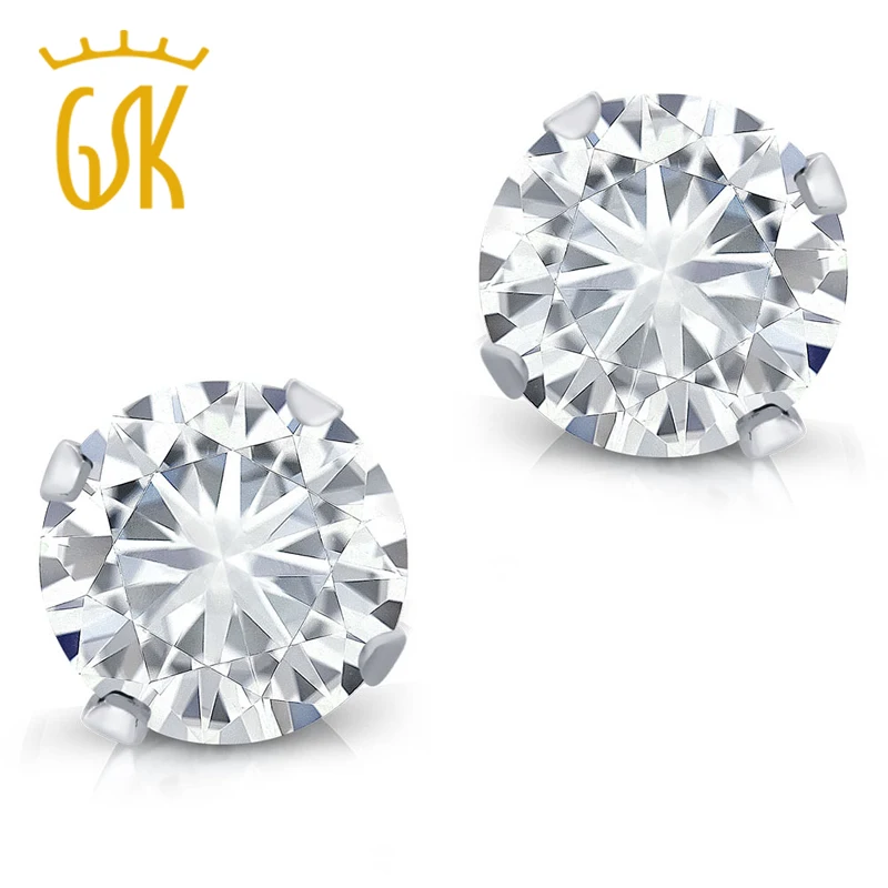 Женские сережки гвоздики Charles & Colvard Forever Classic 0 60 cttw круглые серьги из белого золота
