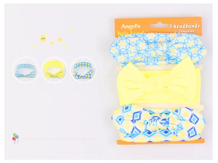 6  Fashion Cotton Bow Children's Hair Band Headwear Three Loaded Elastic Girls Headbands For Party Supplies ​​Gift To The Guests