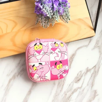 

1 Pc new cute Flamingo Anpanman Pink Panther cat Figures Toys Cartoon Square Coin Bag Headphone Storage Bag Gifts