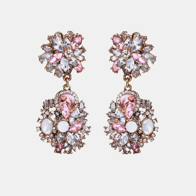 Ztech New Korea Fashion Pink Resin Beaded Drop Earrings For Women Girls ZA Wedding Jewelry 30 Designs Dangle Statement Bijoux E1266