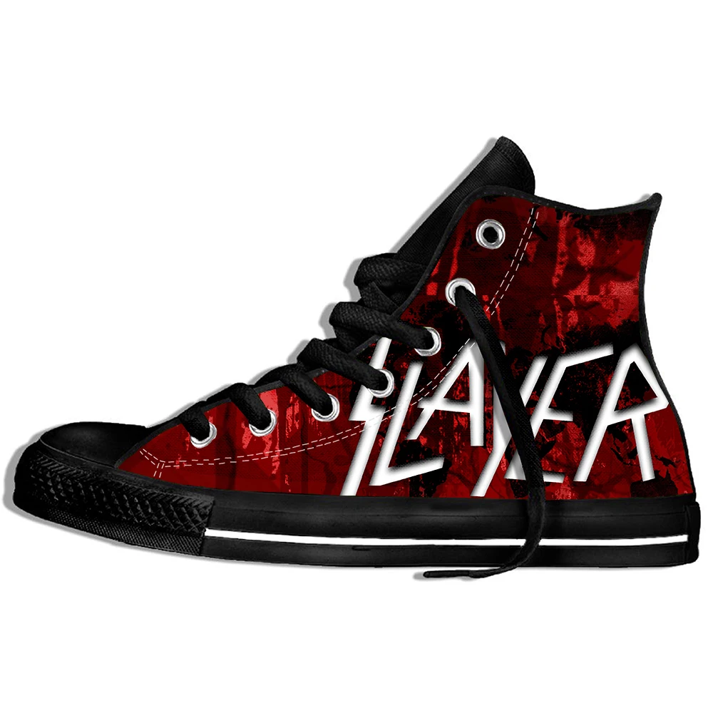 Горячая Мода Печать высокие кроссовки металл группа Slayer унисекс Повседневная легкая обувь
