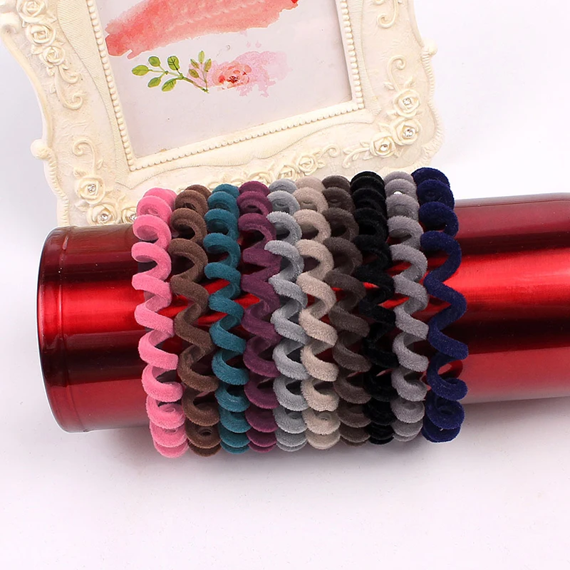 

1PC Flannel Cloth Telephone Wire Hair Ring Spiral Elastic Hair Rubber Bands Candy Color Women Hair Accessories Girls Headwear