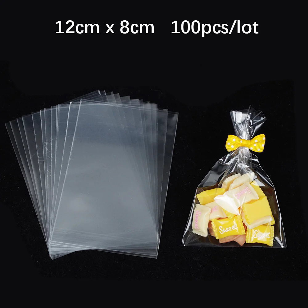 Bolsas de plástico pequeñas transparentes para dulces, embalaje de galletas  de piruleta, bolsa de celofán, recuerdo de fiesta de boda, bolsa de regalo  Opp de polietileno, 100 Uds. - AliExpress