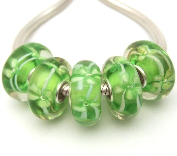 

JGWG1781 5X 100% Authenticity S925 Sterling Silver Beads Murano Glass beads Fit European Charms Bracelet diy jewelry Lampwork