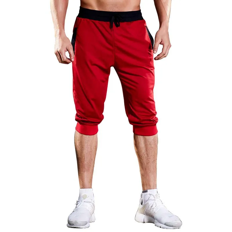 

Summer men Leisure Men Knee Length pants Color Patchwork Joggers Short Sweatpants Trousers Men Bermuda pants roupa masculina