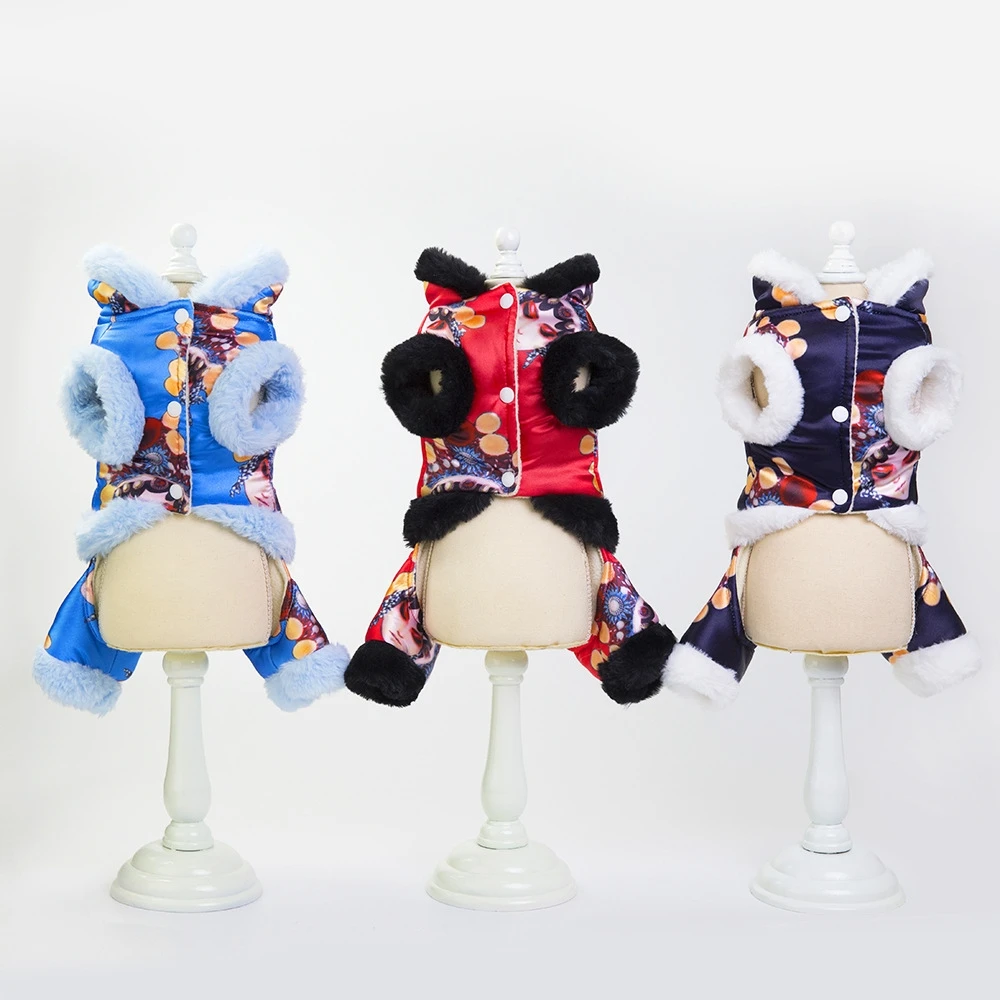 Chinese Style Pet Dog Clothes Thickening Dog Jacket Puppy Jumpsuit Costume Warm Winter Clothing For Dogs Ropa Para Perros Coat