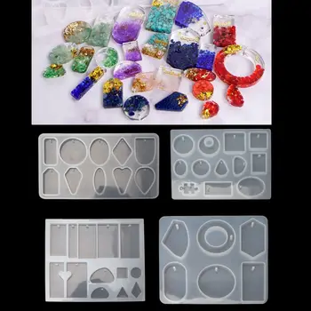 

4Pcs Silicone Resin Mold Jewelry Pendant Mold Kit Necklace Bracelet Jewelry Tool