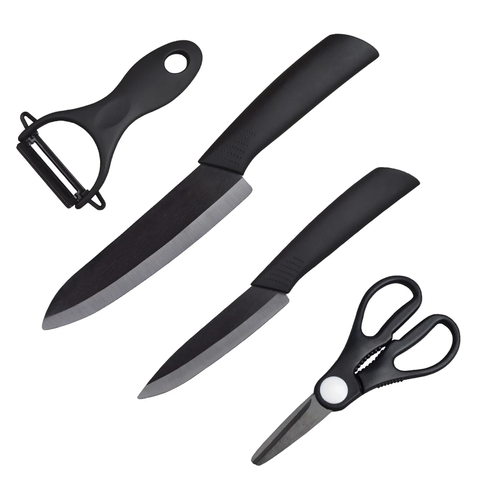 

Ceramic Knives Kitchen knives 4 6 inch Chef knife Cook Set+ Scissors+peeler Black zirconia blade And Handle High Quality