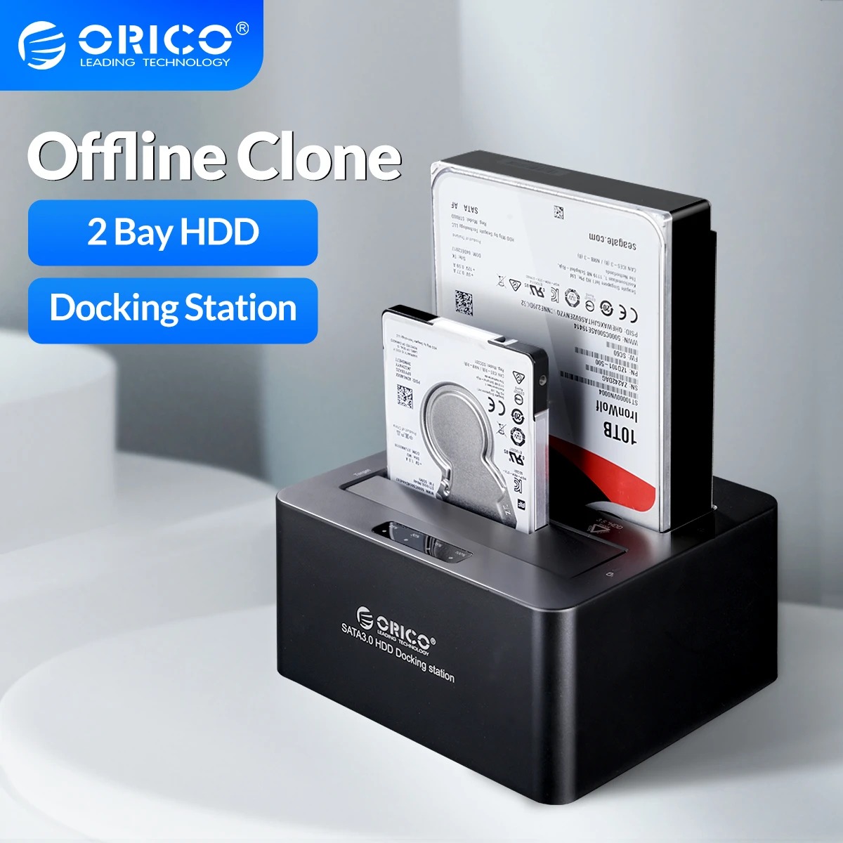 2.5 hdd box ORICO Clone 2.5 3.5 inch Hard Drive Docking Station 2 Bay USB3.0 to SATA HDD Case Support UASP 16TB HDD Enclosure Black(6629US3) external hdd enclosure 3.5