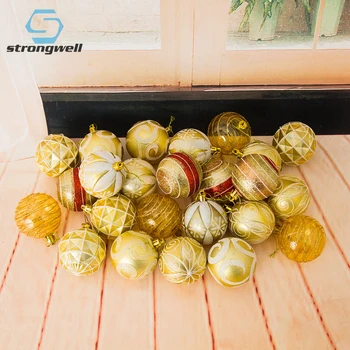 

Strongwell 24Pcs 6CM Christmas Ball Christmas Tree Decoration For Home Painted Ball Hanging Tree Decor DIY Xmas Wedding New Year
