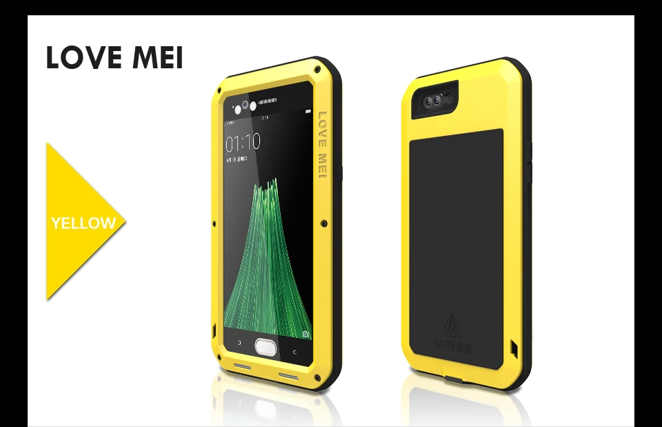 Алюминиевый металлический чехол LOVE MEI для OPPO R11/для OPPO R11 Plus, мощный защитный противоударный водонепроницаемый чехол R11/R11Plus - Цвет: yellow case