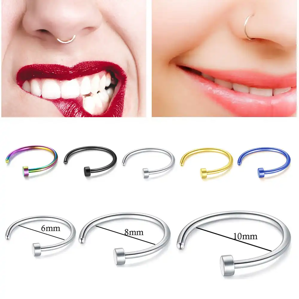 MISANANRYNE Fake Septum Medical Titanium Nose Ring Silver Gold Body