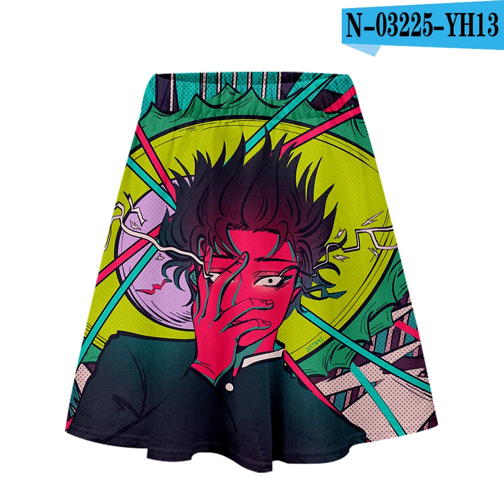 Женская юбка с высокой талией Mob Psycho 100, плиссированные 3D юбки с аниме, одна дырочка с серией, модная юбка-стрейч с японским рисунком - Цвет: one