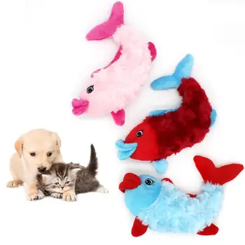 

Pet Toy Dog Cats Puppy Cute Carp Fish Shape Soft Plush Doll Playing Squeaky Safe Chew Toys Pet Supplies