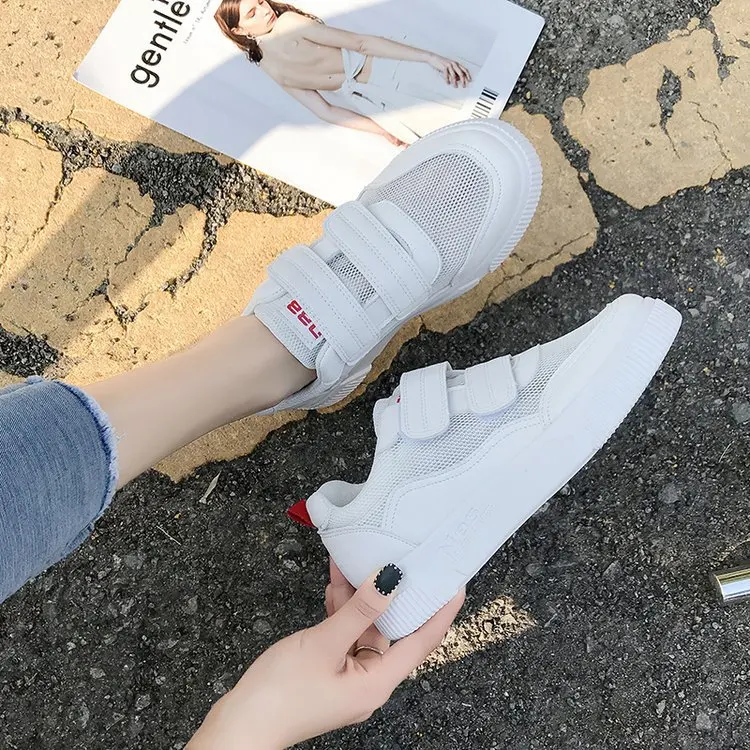 

Velcro Simple Breathable Women Shoes 2019 Spring And Autumn New Style Students through Net Shoes Women's Soft-Sole WOMEN'S Casua
