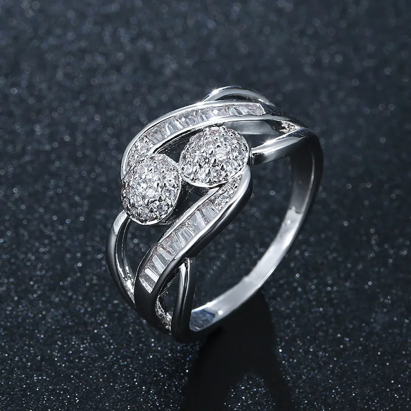 Silver15 Радужное круглое кольцо, стильное, красивое, красочное, в форме вечного сердца, d форма растения, инкрустация, циркон, палец, Женские Ювелирные аксессуары - Цвет основного камня: Silver15
