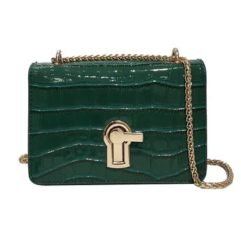 

Vintage Fashion Mini Crocodile Pattern bag 2019 New Quality Leather Women's Designer Handbag Lock Chain Shoulder Messenger Bag