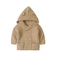 CANIS/Новые Модные Повседневные свитера для малышей Одежда для мальчиков и девочек Твердые наряды одежда с капюшоном и длинными рукавами и пуговицами