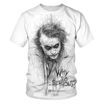 

The clown 3D Printed T Shirt Men white Joker Face Casual Male tshirt Clown Short Sleeved joke Funny T shirts man's T-shirt
