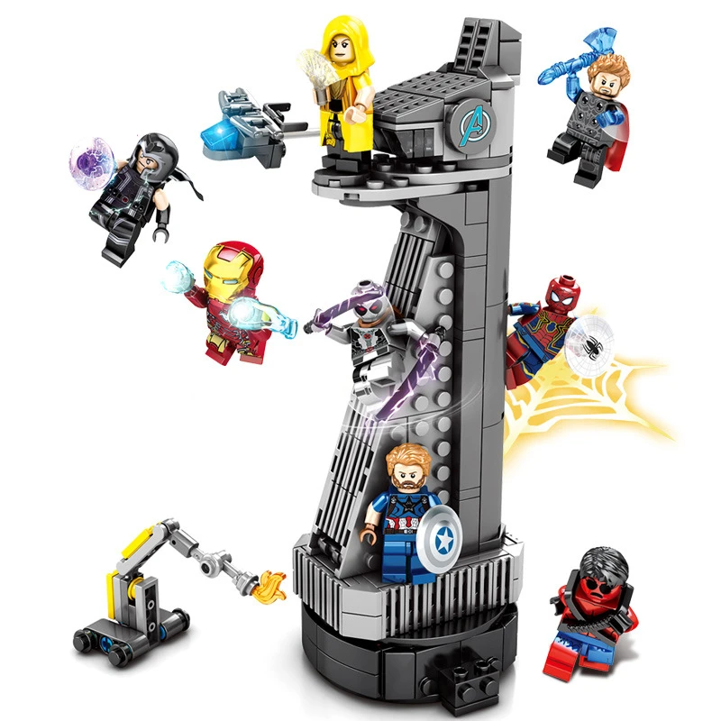 

2019 Super hero Attack on Avengers MINI Tower Building Blocks Model Sets Bricks Classic Magneto Marvel Movie For Children Toys