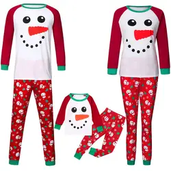 Рождественский человек папа мультфильм снеговик печати Топ + Брюки Рождественская семейная одежда пижамы высокого качества модные мягкие