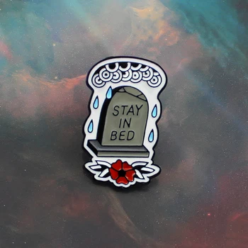 

Funny Tombstone Brooch "In Bed" Enamel Pin Bag Hat Coat Women's Jewelry Gift Shirt Hat Accessories Accessories Brooch