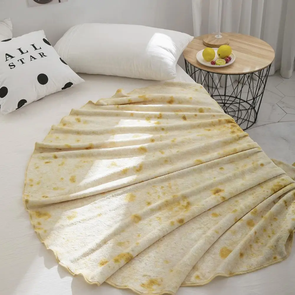 Прямая поставка Tortilla одеяло письмо коврик с печатью круглый Burrito маленький ковер для офиса дома кемпинга пикника на открытом воздухе