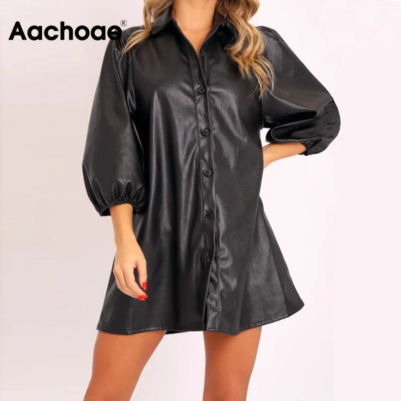 Платье Aachoae женское из искусственной кожи пикантное модное клубное мини платье