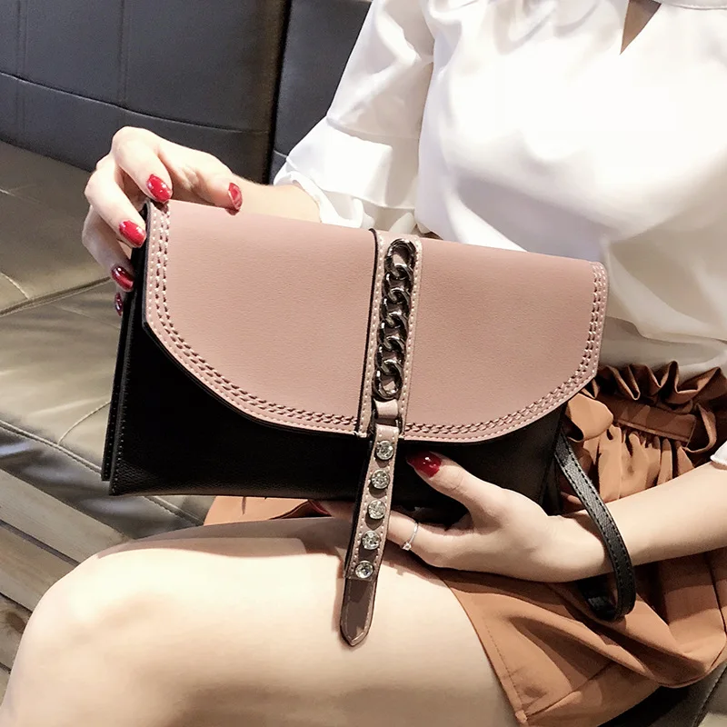 

Bag Women's 2019 Summer New Style Contrast Color Chain Shoulder Handbag Korean-style Cool Versitile Fashion Elegant Clutch Bag W