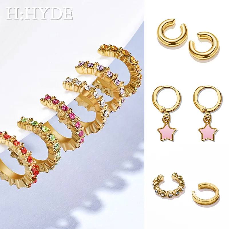 H: HYDE, роскошные серьги-кольца с кристаллами, тонкая Радуга, минималистичные очаровательные серьги для женщин, корейское ювелирное изделие, подарок, серьги