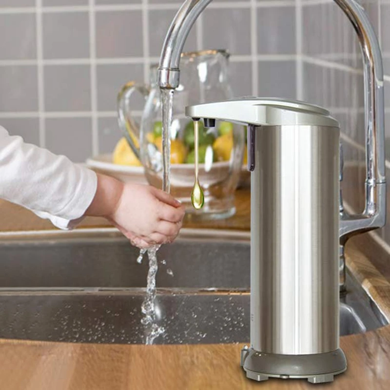

Automatic Soap Dispenser - Pressless Soap Dispenser with Waterproof Base, Infrared Motion Sensor Stainless Steel Dish Liquid Fre