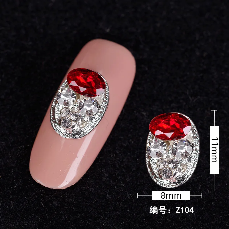 100 шт, 3D полые овальные Стразы, жемчужные амулеты, красивые блестящие ногти, амулеты, ювелирные аксессуары, металлические украшения для 3D дизайна ногтей - Цвет: Z104