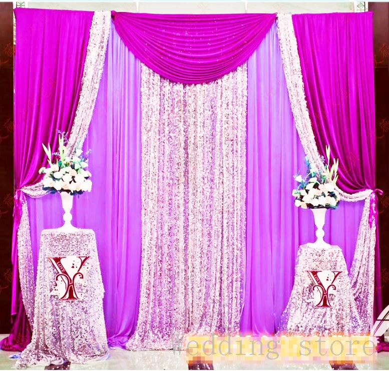 3×3M Light Purple Wedding Backdrop Curtain With Sequin Drapes For Wedding Event Party Decoration