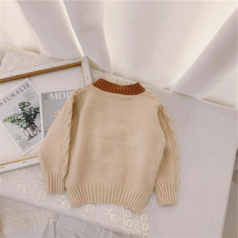 Зимний теплый Детский Повседневный свитер для девочек Хлопковый вязаный кардиган для маленьких девочек, теплая верхняя одежда