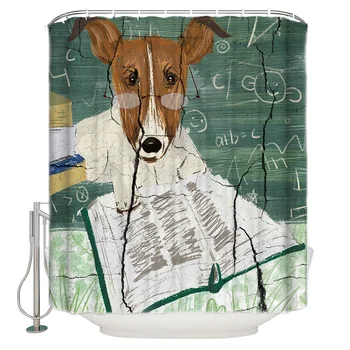 

Animal Cute Struggling Learning Dog Doodle Burst Shower Curtain Waterproof Curtains Polyester Bath Curtain