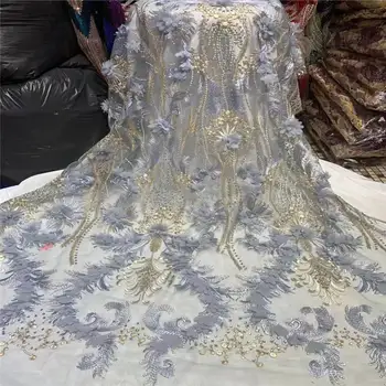 

2020 New Style French Net Lace Fabric 3D Flower African Tulle Mesh Lace Fabric High Quality African Lace Fabric ZA168-1