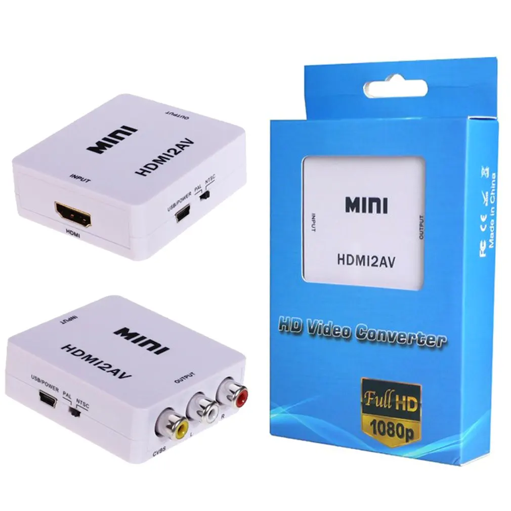Hdmi To Av/Rca Cvbs Adapter 1080P Video Converter Hdmi2Av Adapter Converter Box Support Ntsc Pal Output Hdmi Av Adapter
