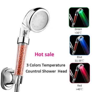 

Zloog Hot 3 Color Changing LED Anion Spa Shower Head Temperature Control Sensor Shower Large/Small Size High Pressure Shower