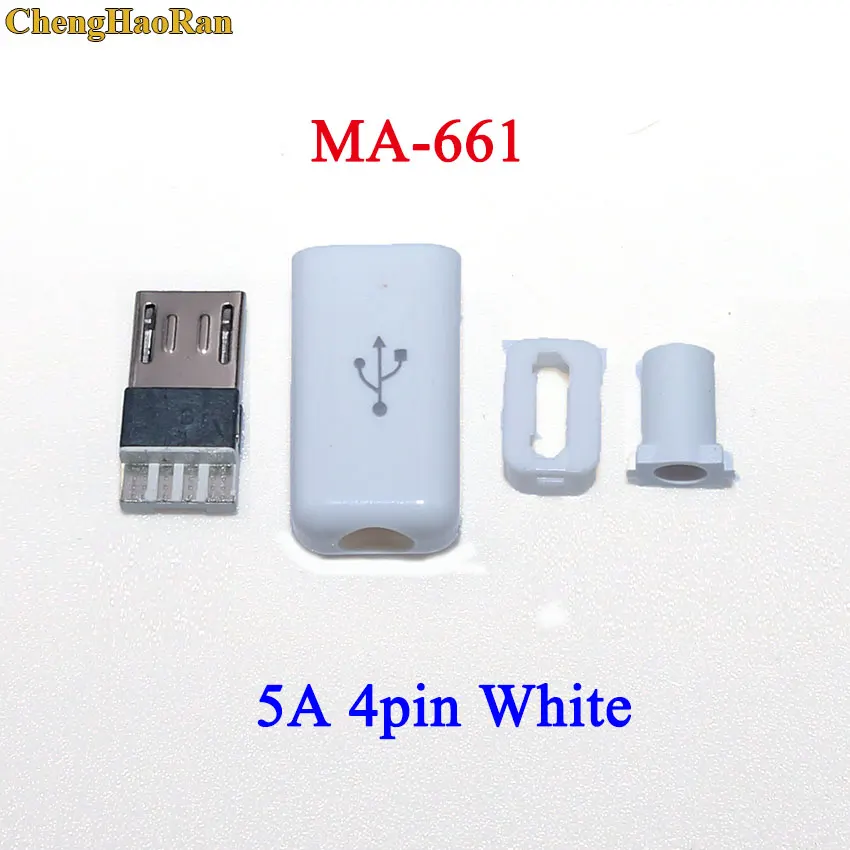 ChengHaoRan 100 набор микро-usb 4Pin 5Pin Мужской Разъем Черный Белый Сварочные данные OTG линейный интерфейс DIY кабель аксессуары - Цвет: MA-661