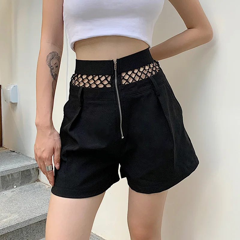 Goth Girl Summer Fashion Shorts Women High Waist Hollow Out Solid Zipper Tumblr Shorts Streetwear Gothic Dark Hipster Shorts Shorts Aliexpress